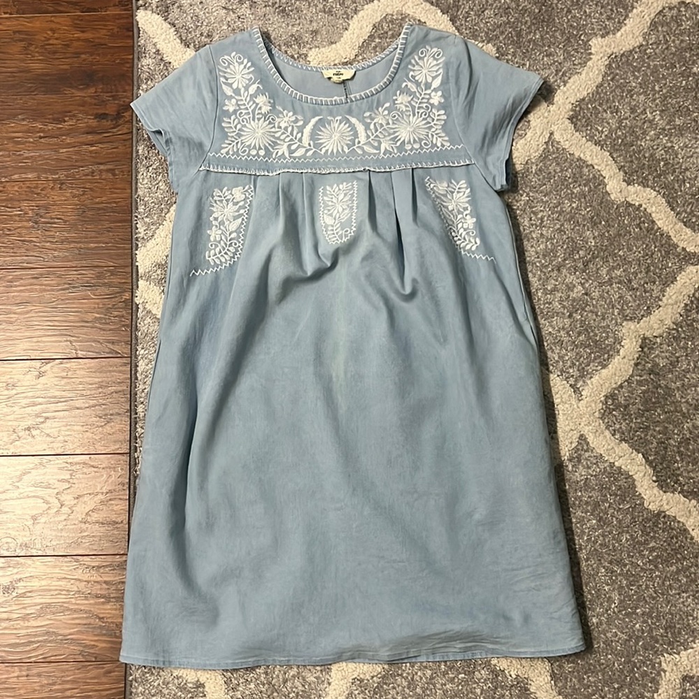 Blue embroidered dress